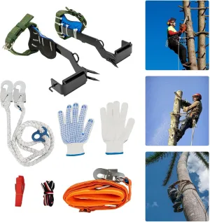 Tree Pole Climbing Spike Set Portable Steel Pole Climbing Spurs Tree-Climbing Tools Forged Climber Gaffs Tool with Adjustable Leather Strap for Felling Trees, Picking Fruit, Hanging Objects