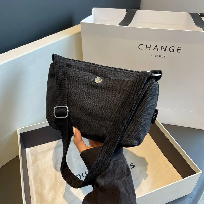 Trendy Canvas Mobile Simple Solid Color Crossbody Bags