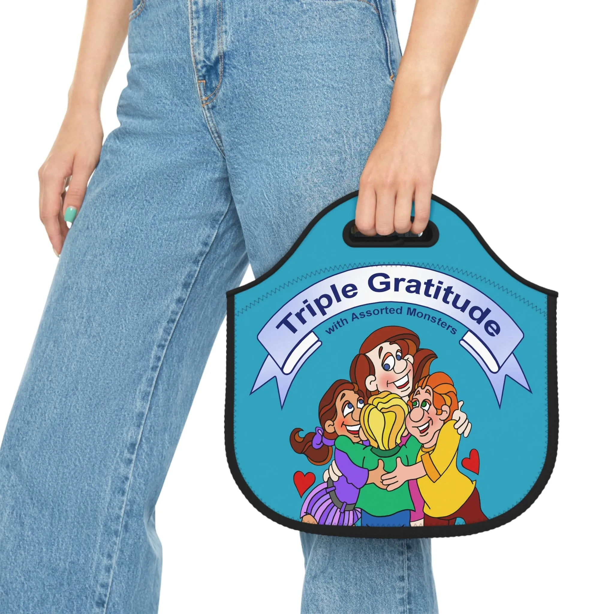 Triple Gratitude with Assorted Monsters Neoprene Lunch Bag