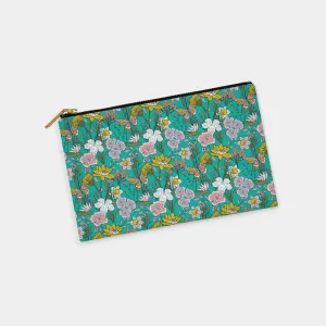 Tropical Floral Personalized Zipper Pouch (on turquoise)