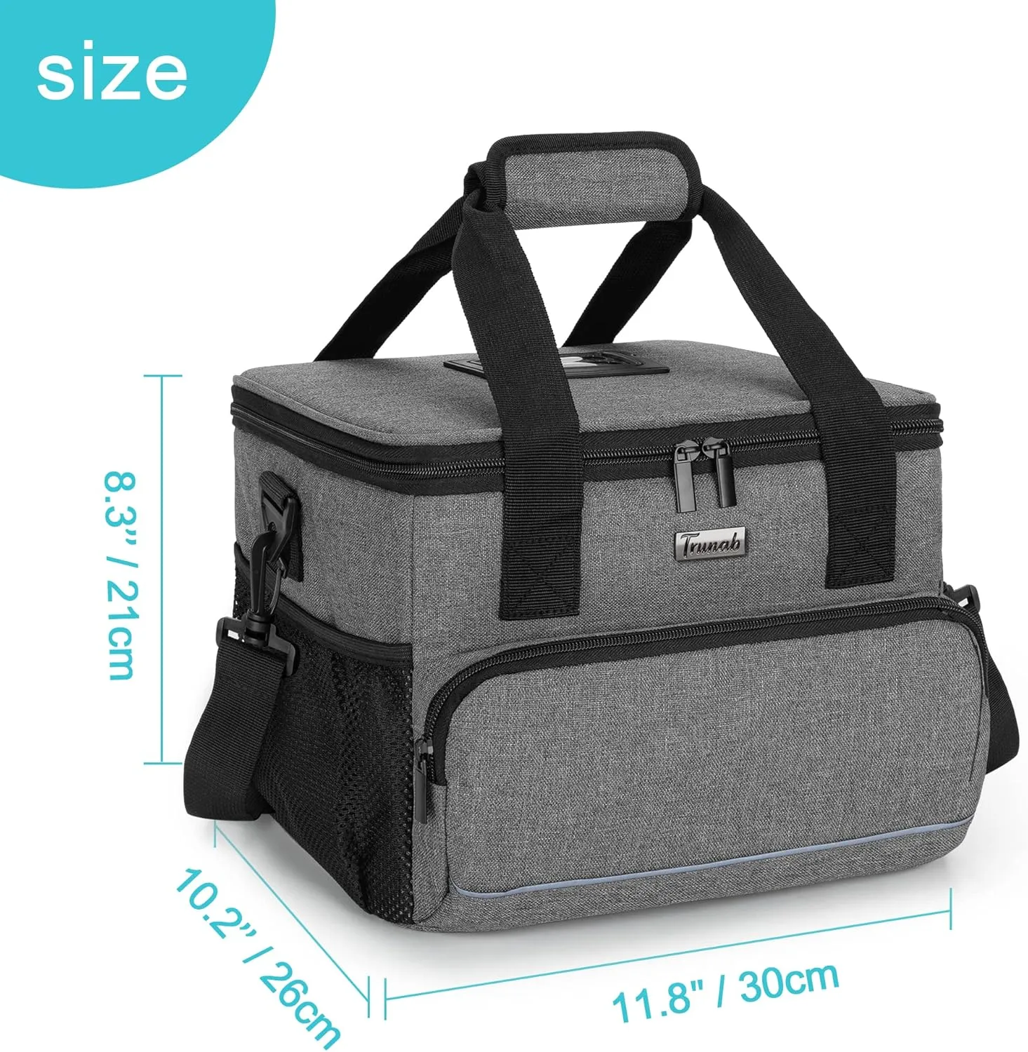 Trunab Insulated Medical Bag with Adjustable Dividers, Medicine Supplies Water-Resistant Bag for Home, Travel, Camping, Empty Bag - Patented Design,Grey