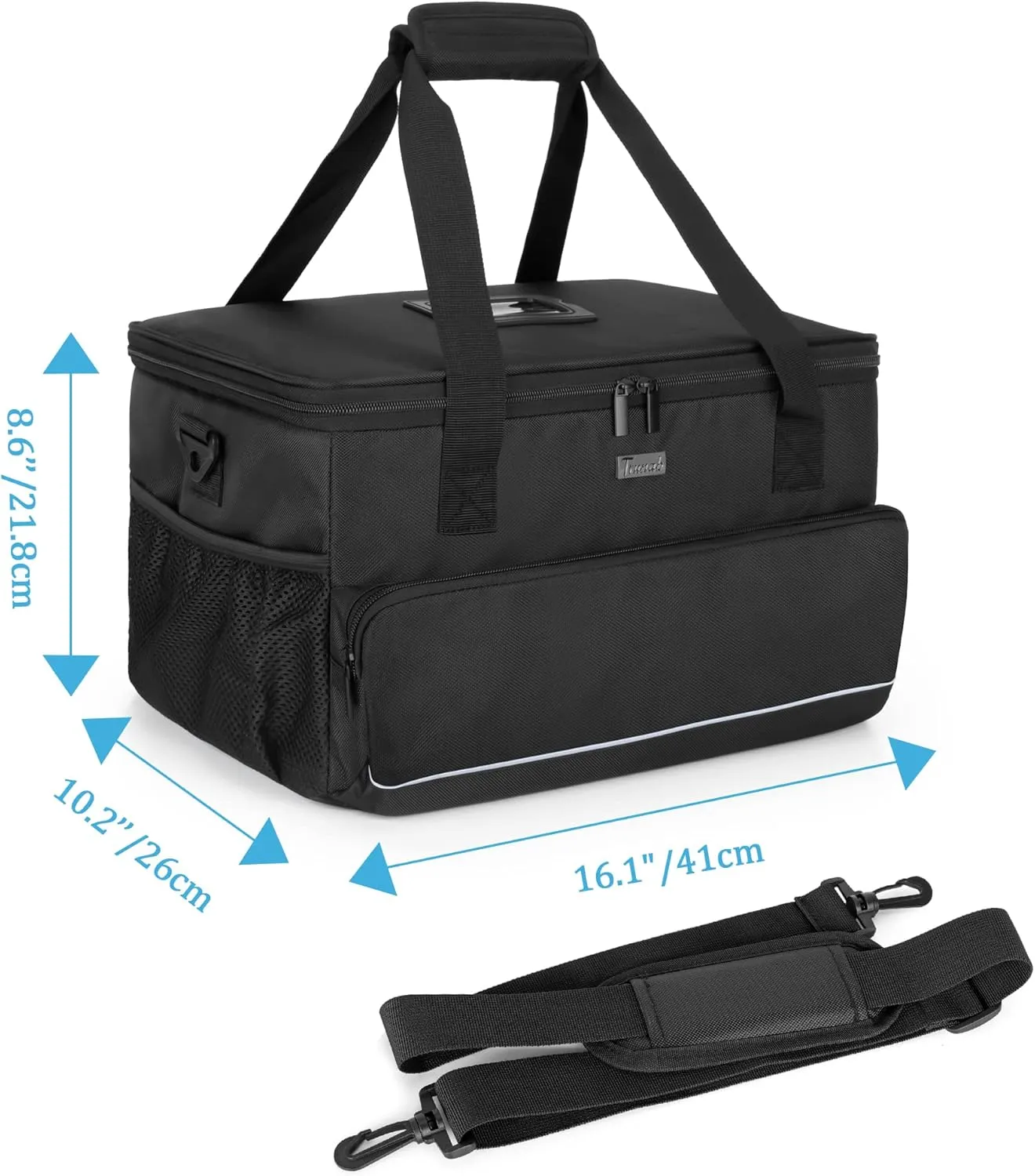 Trunab Large Insulated Medical Bag with Adjustable Dividers, Easy Clean Trauma Bag, Medicine Supplies Storage Bag for Home, Travel, Camping, Bag Only - Patented Design, Black