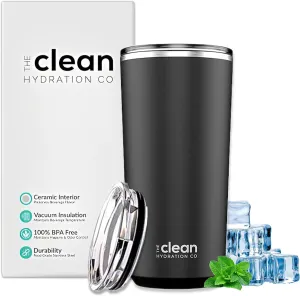 Tumbler Insulated with Lid, Double-Wall Vacuum, 20 Oz Travel, Office Tumbler, Hot & Cold Drinks, Ceramic Interior, Spill-Proof, BPA-Free, No Metal Taste