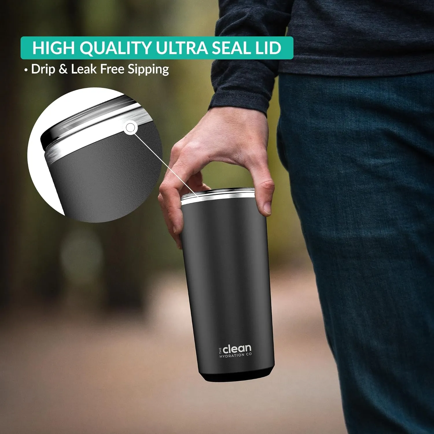 Tumbler Insulated with Lid, Double-Wall Vacuum, 20 Oz Travel, Office Tumbler, Hot & Cold Drinks, Ceramic Interior, Spill-Proof, BPA-Free, No Metal Taste