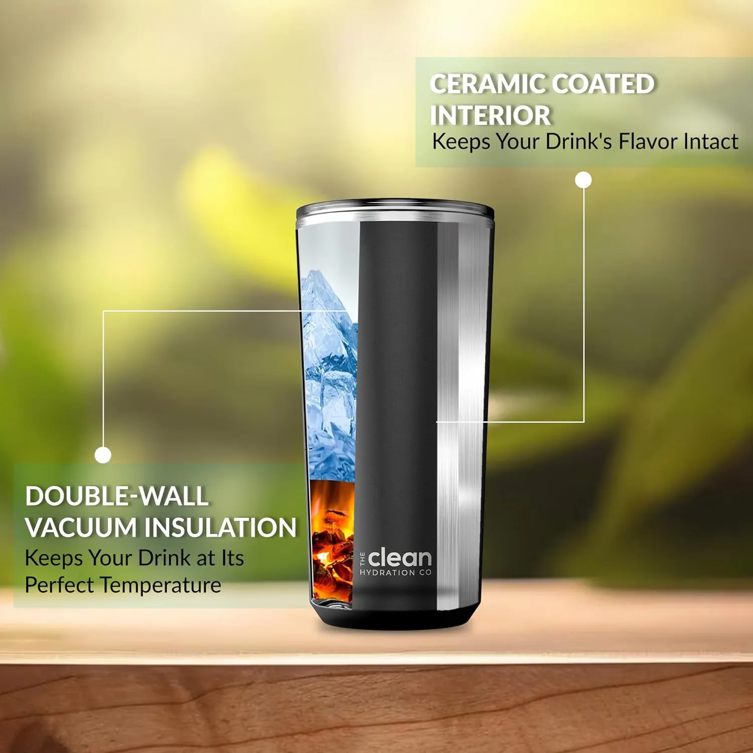 Tumbler Insulated with Lid, Double-Wall Vacuum, 20 Oz Travel, Office Tumbler, Hot & Cold Drinks, Ceramic Interior, Spill-Proof, BPA-Free, No Metal Taste