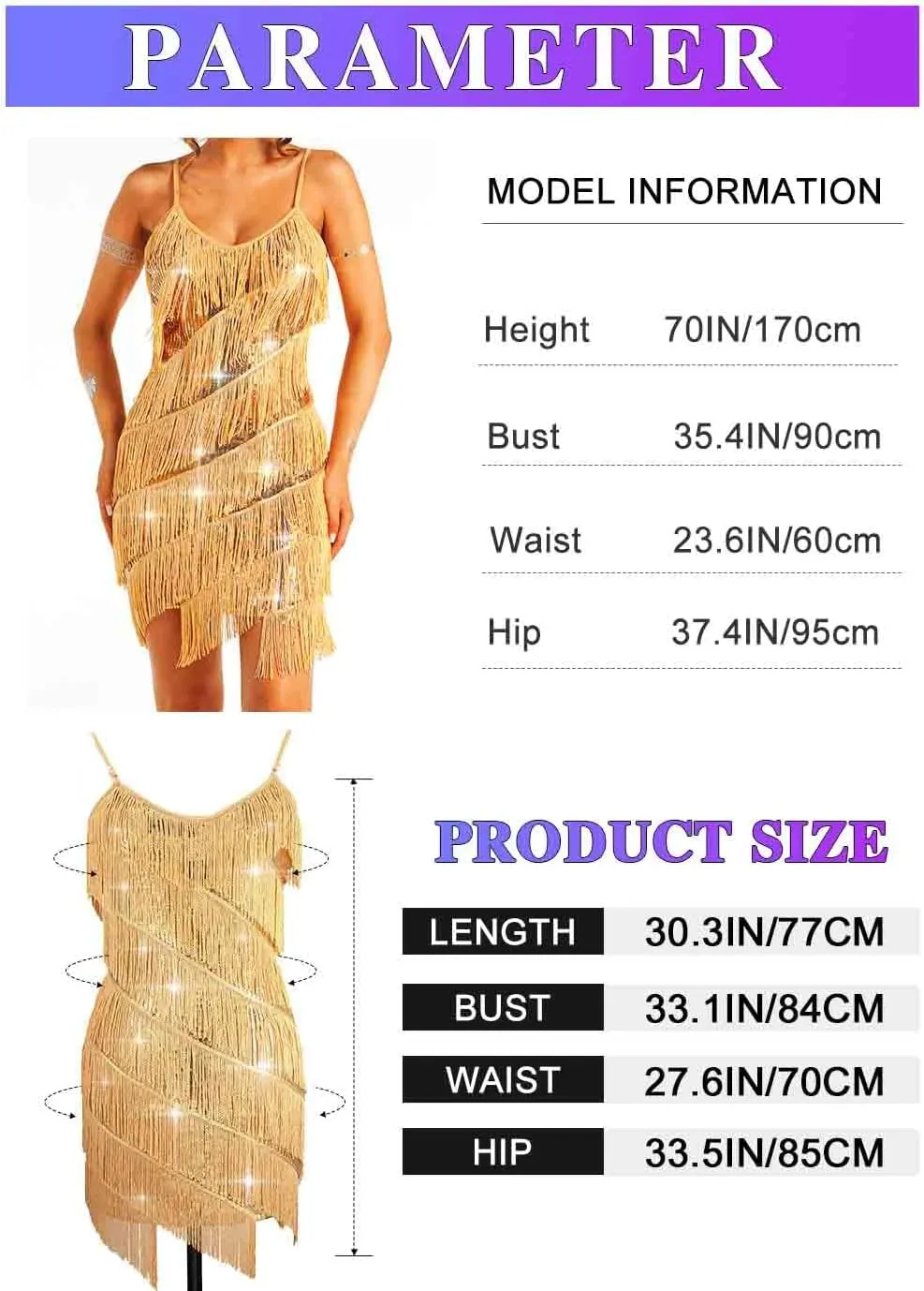 TWINKLEDE Layered Tassel Dress for Women 1920s Flapper Dresses Glitter Latin Samba Tango Dance Costumes