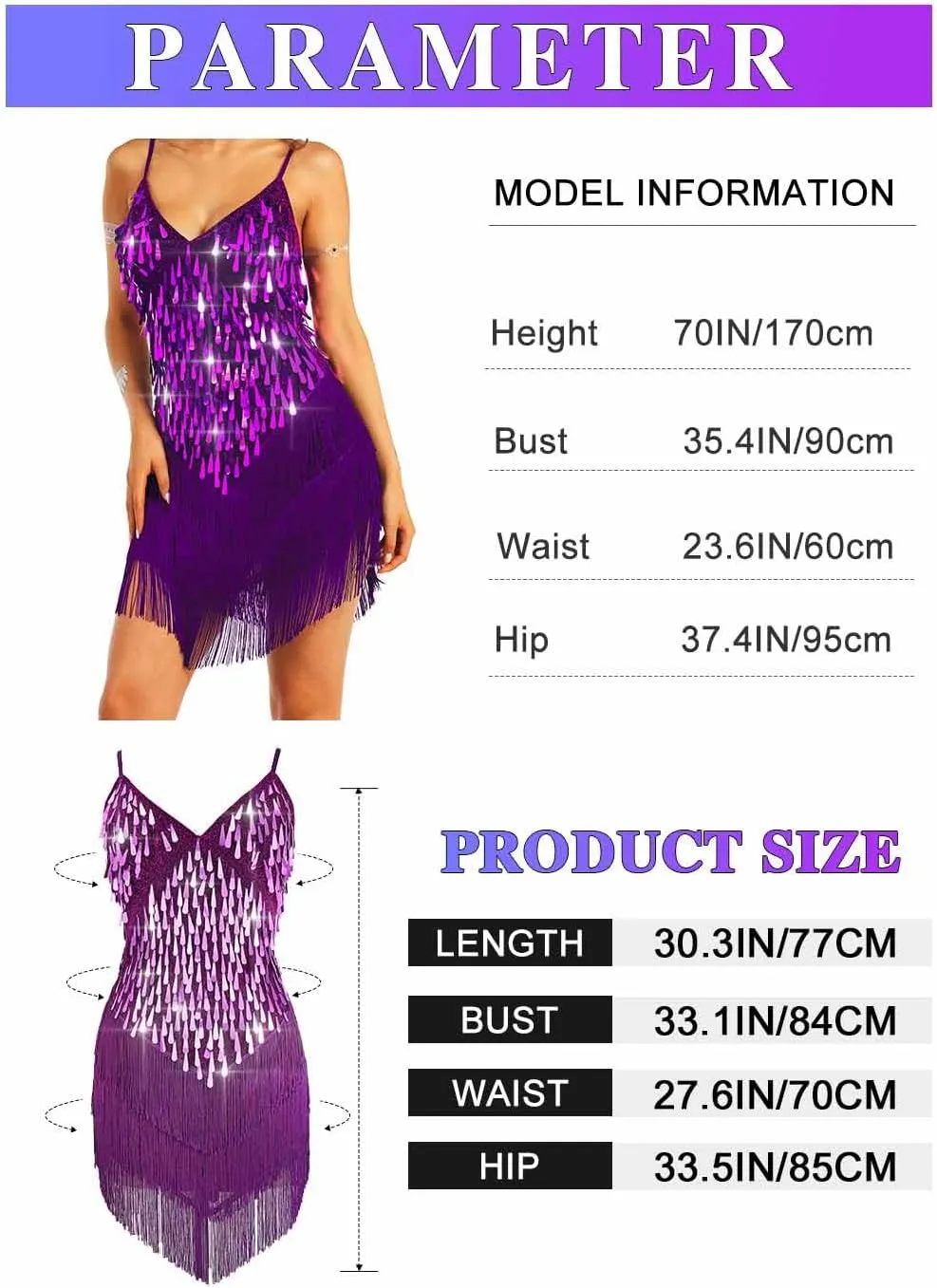 TWINKLEDE Sequin Tassel Dress for Women Sparkly Fringe V-Neck Strap Dresses Glitter Latin Samba Tango Dance Costumes