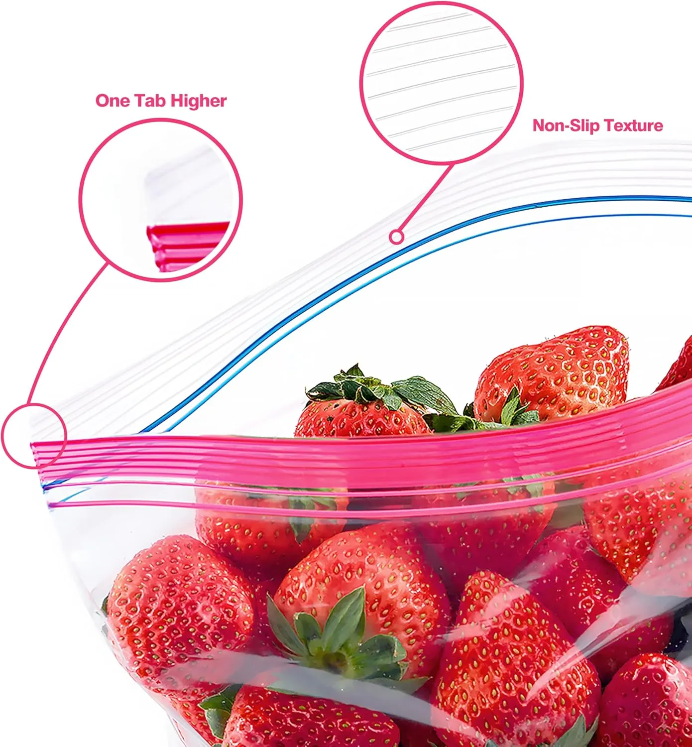TYPLASTICS Gallon Food Storage Freezer Bags, Double Zipper for Freshness, Easy Open Design, Reclosable, 120 Count