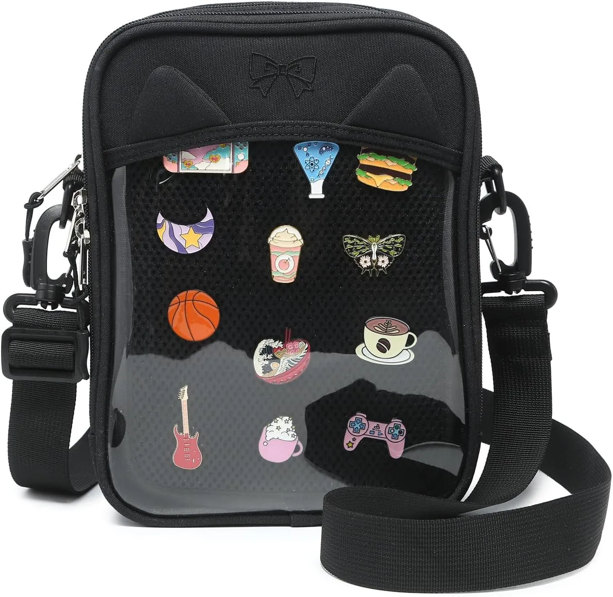 Unisex Cute Cat's Ears Ita Bag Canvas Crossbody Bag Purse Shoulder Bags for Anime Display