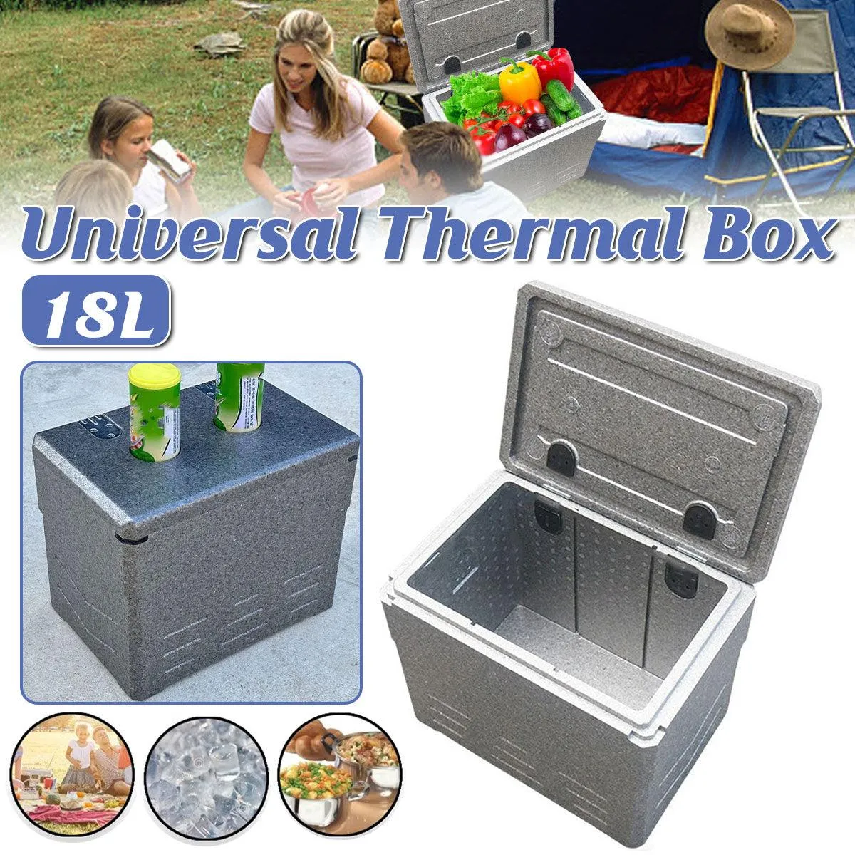 Universal Insulated Cooler Box Portable Thermal Storage 18 Litre