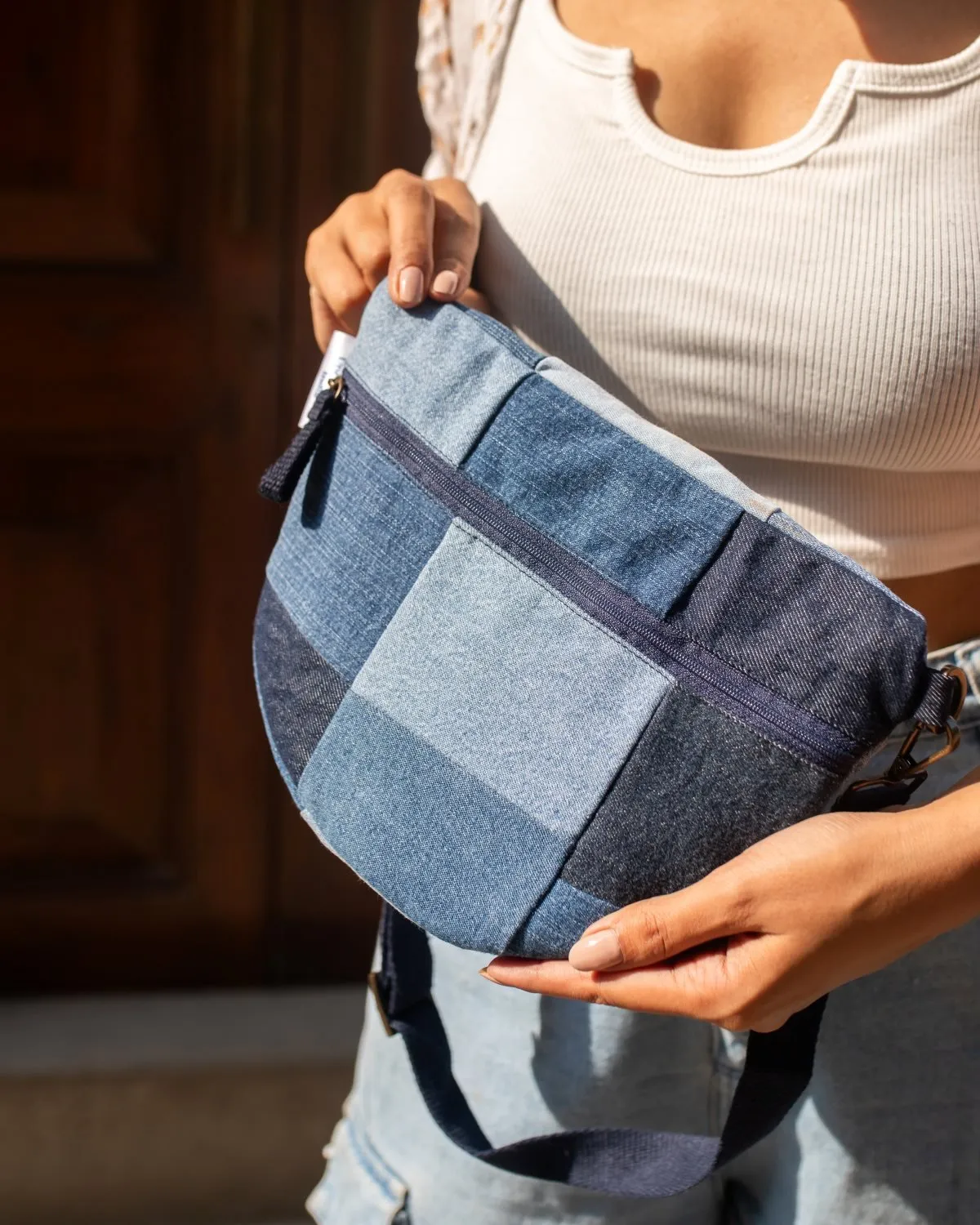 Upcycled Eco friendly Patched Fanny pack/Waist Pouch