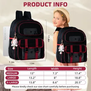 Upgraded Mesh Backpack for School Heavy Duty, See Through Backpack for Women Men Student Diving Travel Hiking Outdoor Sport(Bordeaux), Medium