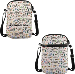 VAMSII Future Entomologist Gift Entomology Words Crossbody Bag Bug Lover Travel Bag Who Loves Bugs Gift Insect Lover Gift