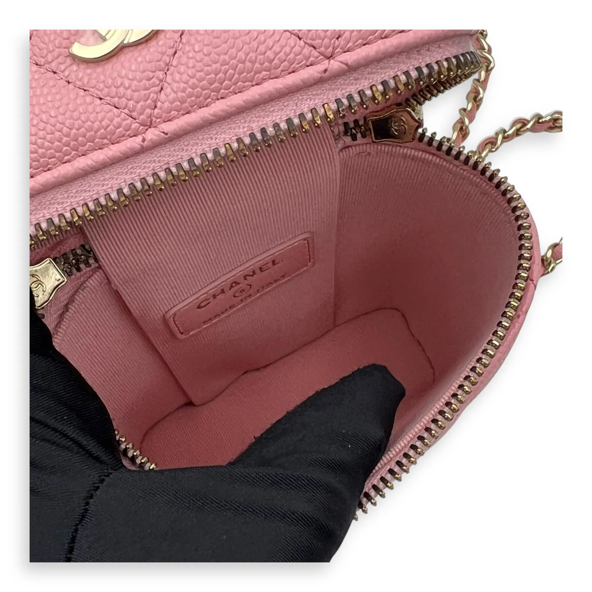 Vanity Phone Crossbody bag in Caviar leather, Gold Hardware