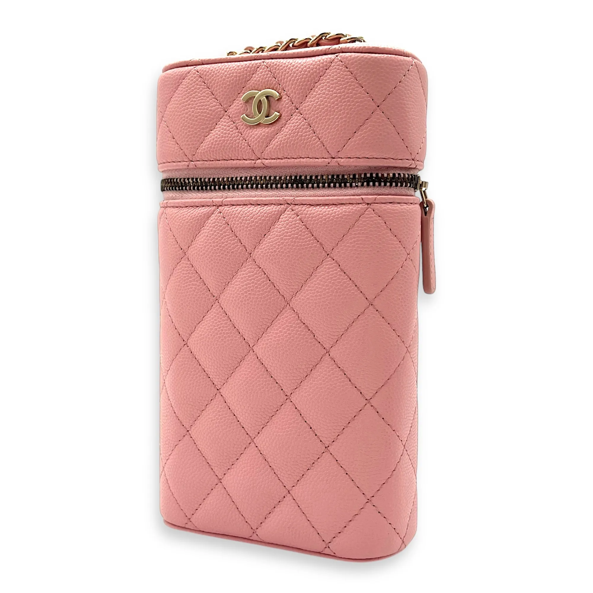 Vanity Phone Crossbody bag in Caviar leather, Gold Hardware