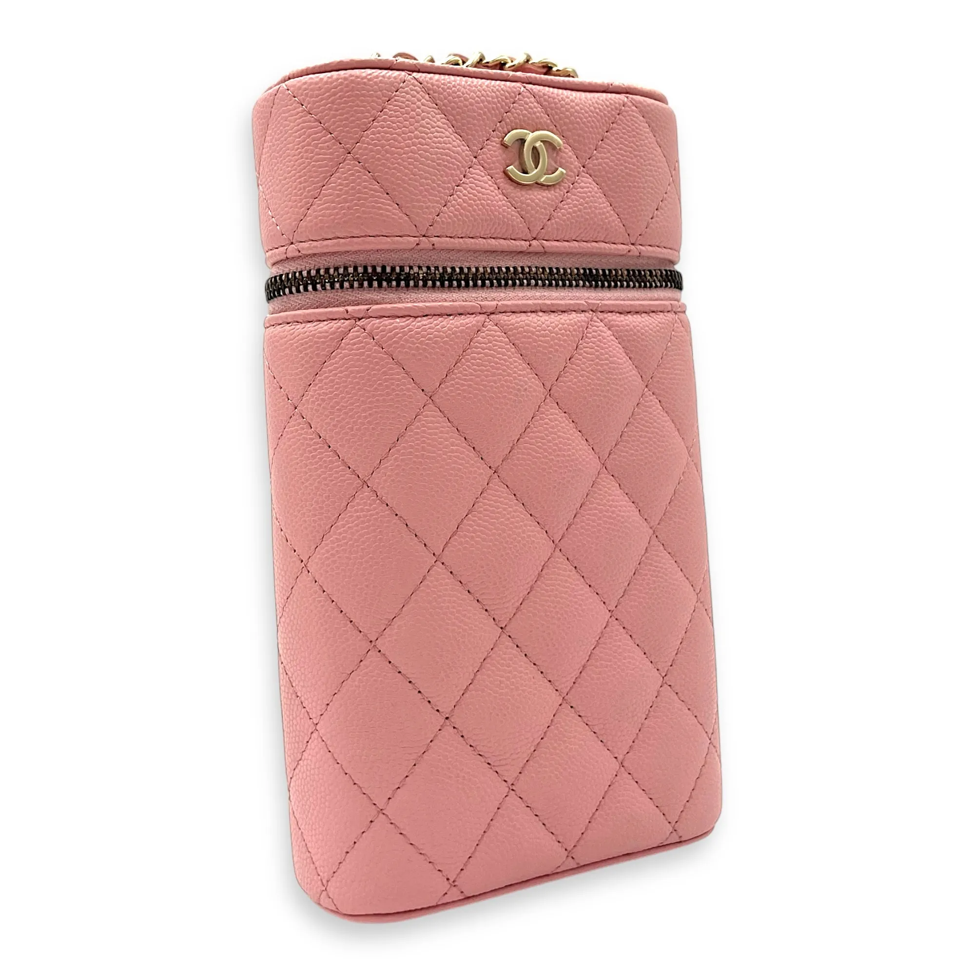 Vanity Phone Crossbody bag in Caviar leather, Gold Hardware