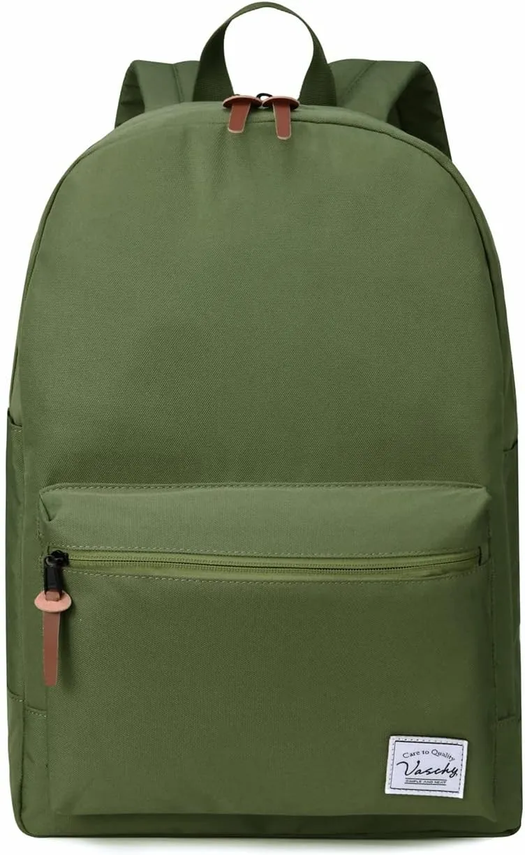 VASCHY School Backpack, Unisex Slim Lightweight Water-resistant Backpack for Men Women College Schoolbag Travel Bookbag