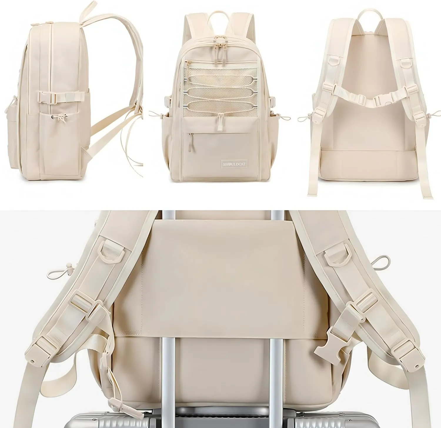 Verdancy Kawaii Backpack for Teens School College Students Travel Checkered Aesthetic Bookbag Schoolbag Casual Daypack (White, Small-Fit 14" Laptop)