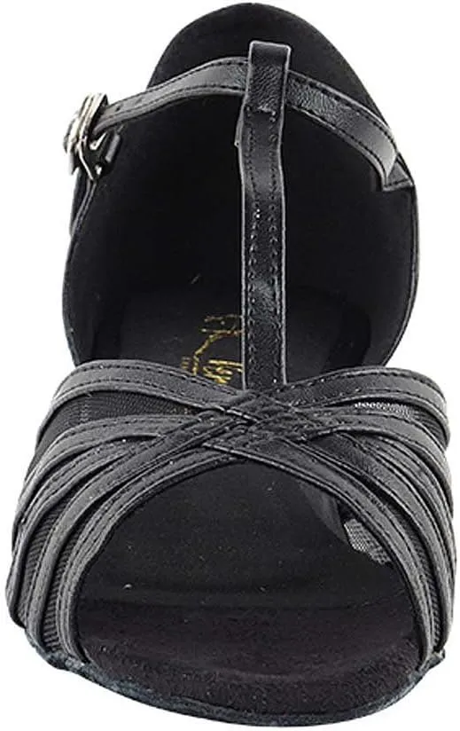 Very Fine Women's Ballroom Dance Shoes Salsa Latin Practice Dance Shoes Black Scale & Black Mesh 1" Heel