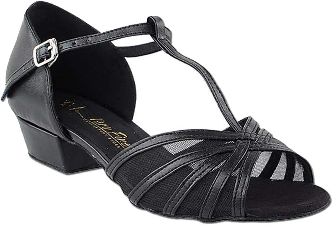 Very Fine Women's Ballroom Dance Shoes Salsa Latin Practice Dance Shoes Black Scale & Black Mesh 1" Heel