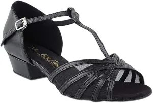 Very Fine Women's Ballroom Dance Shoes Salsa Latin Practice Dance Shoes Black Scale & Black Mesh 1" Heel
