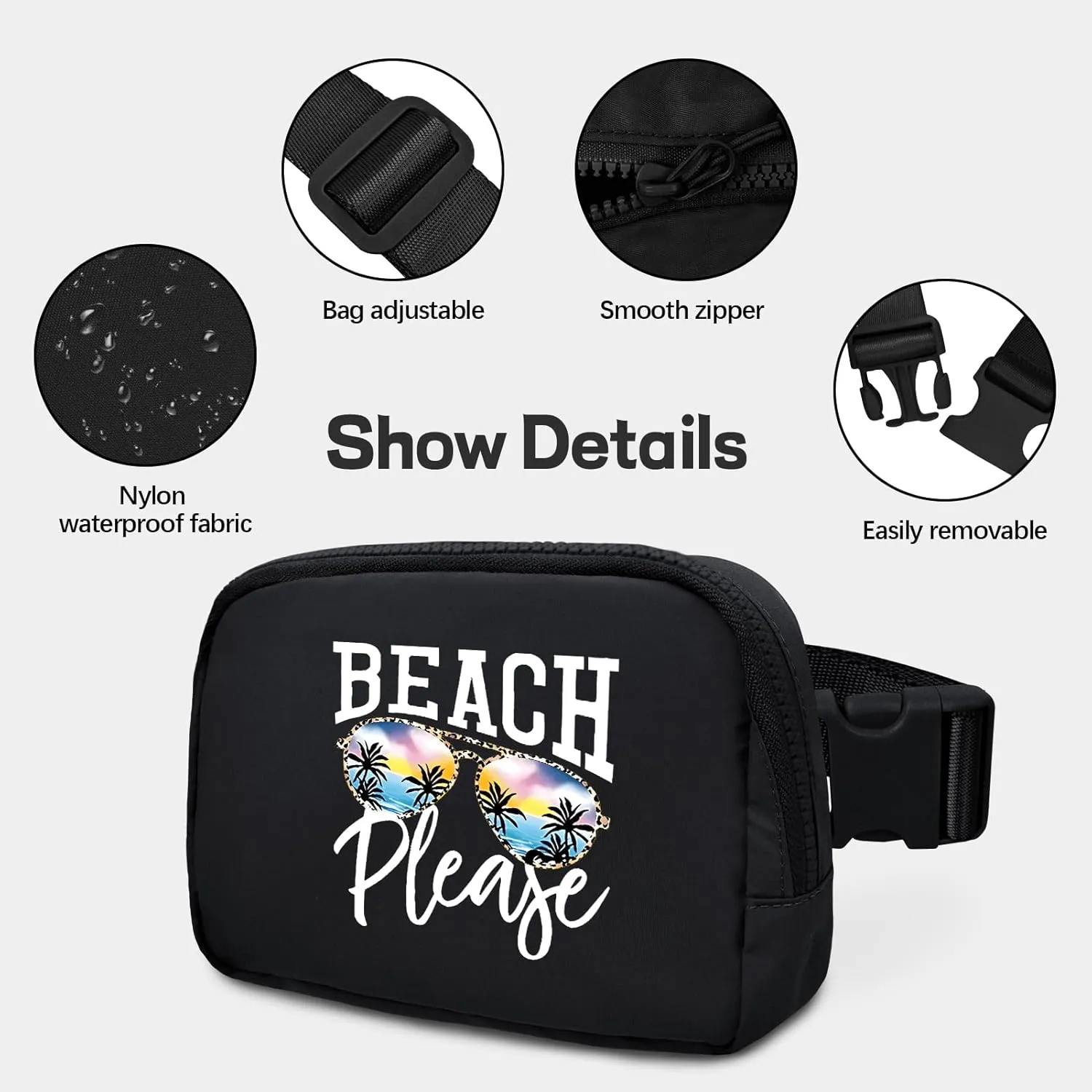viewm Belt Bag for Women, Waterproof Fanny Packs for Women Men Fanny Pack Crossbody Bags for Women with Adjustable Strap for Travel Fitness Running Hiking