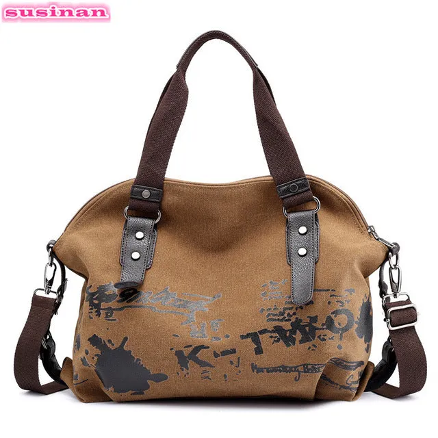 Vintage Graffiti  Canvas Ladies Handbag