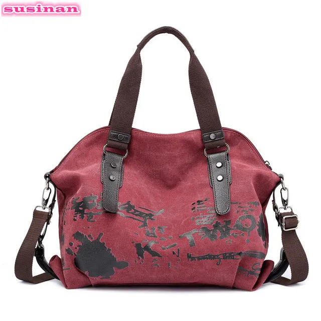Vintage Graffiti  Canvas Ladies Handbag