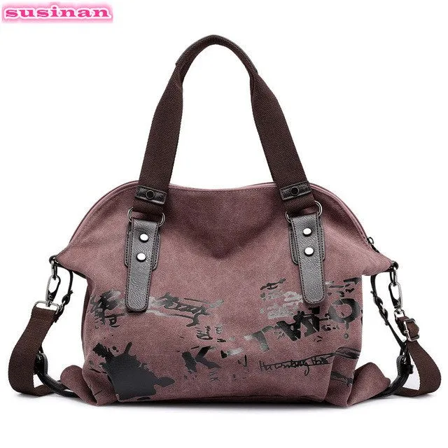 Vintage Graffiti  Canvas Ladies Handbag