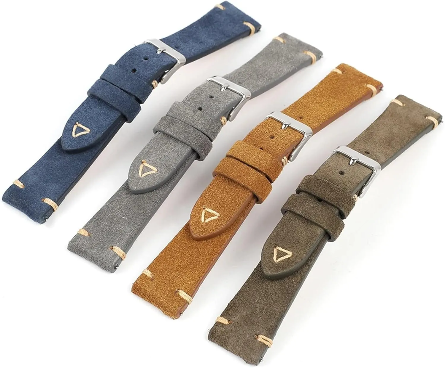 Vintage Suede Leather Watch Band Replacement Wristband Handmade Stitching Watchband