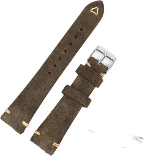 Vintage Suede Leather Watch Band Replacement Wristband Handmade Stitching Watchband
