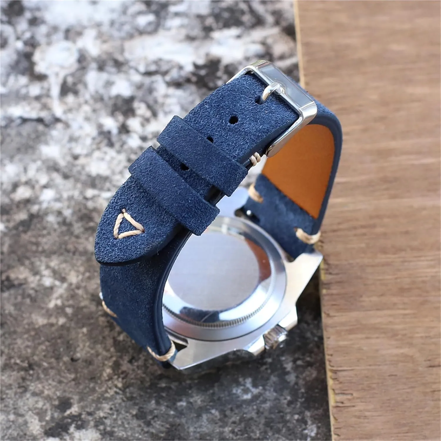 Vintage Suede Leather Watch Band Replacement Wristband Handmade Stitching Watchband