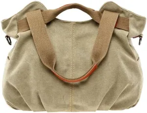 Vintage Tote Bag Crossbody Bag Purse for Women Canvas Travel Shoulder Bags Handbags Large Locomotive Bag Casual Work Khaki