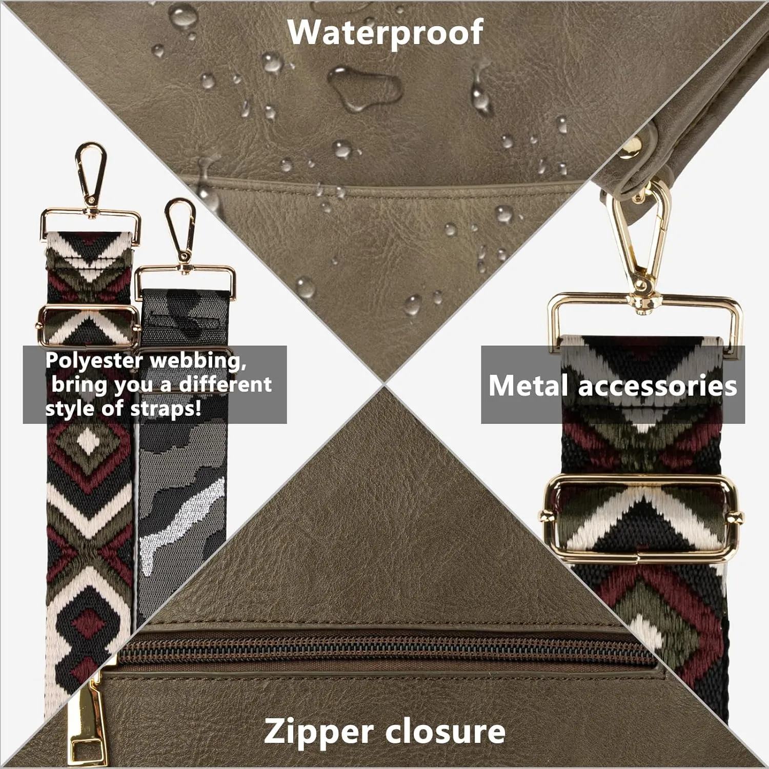Viva Terry Vegan Leather Crossbody Fashion Shoulder Bag Purse with Adjustable Strap