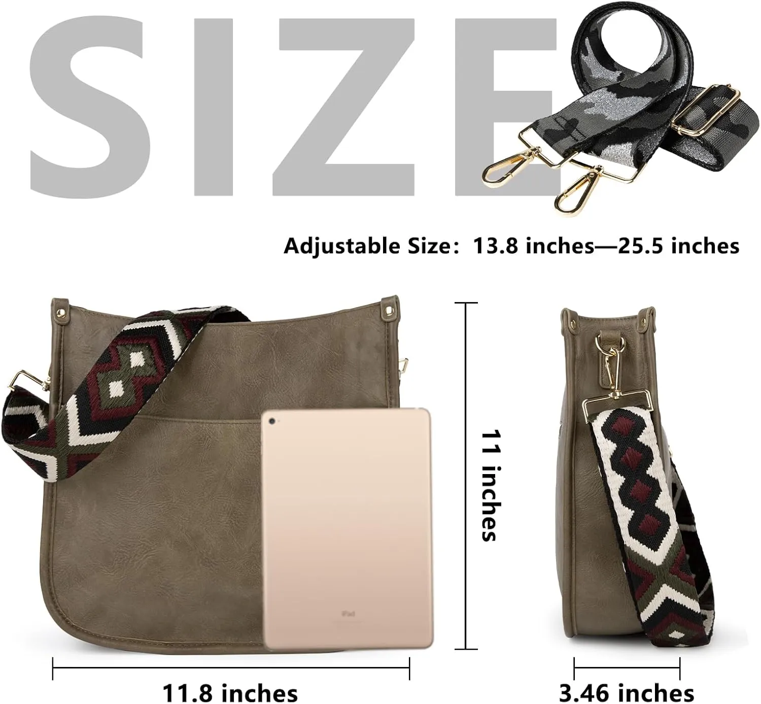 Viva Terry Vegan Leather Crossbody Fashion Shoulder Bag Purse with Adjustable Strap