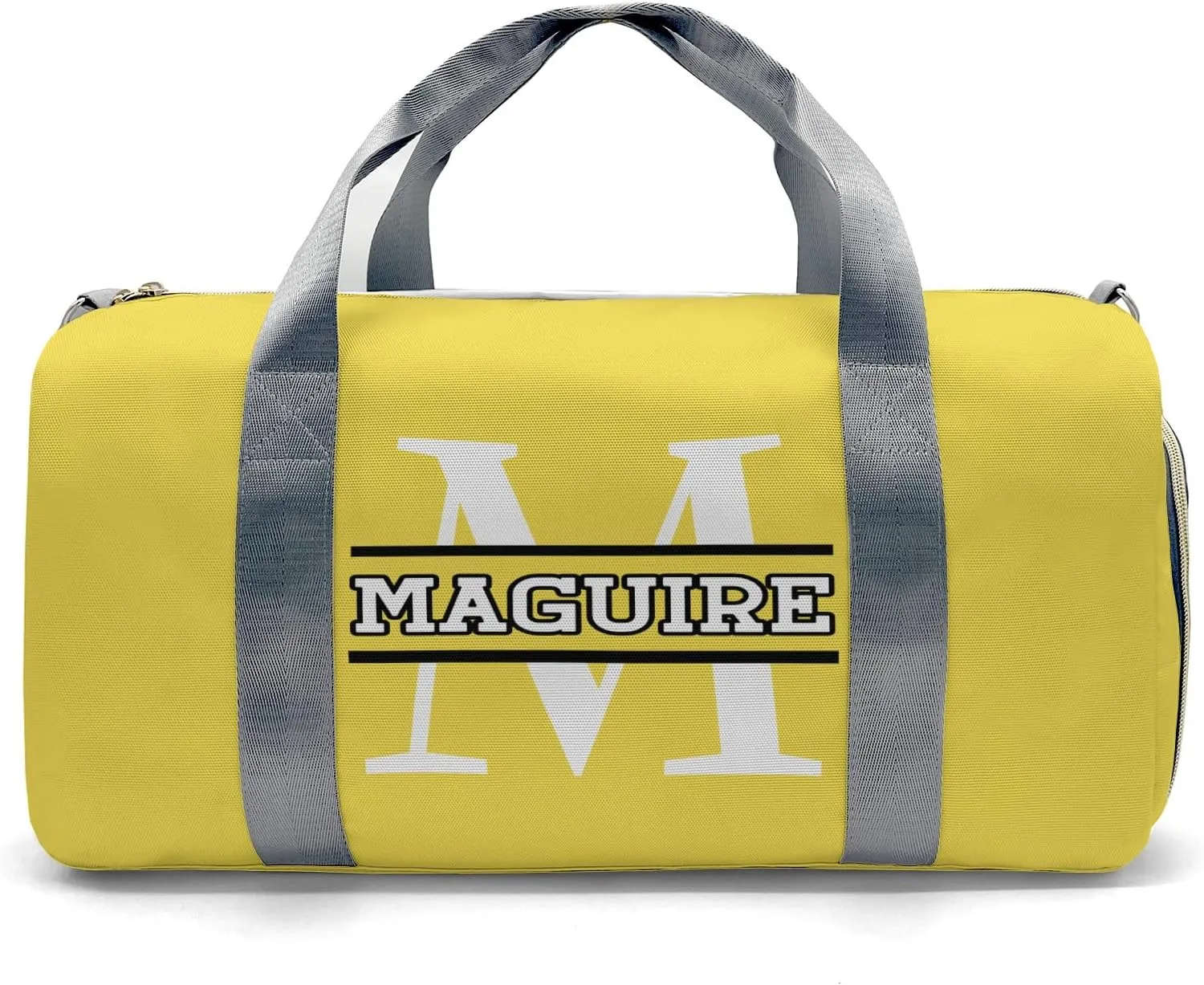 Volleyball Monogram Yellow Personalized Duffel Bag with Name Custom Travel Bag for Women Men Sports Gym Dance Bags Wet Dry Pockets Shoes Compartment Overnight Weekend Bag Gift