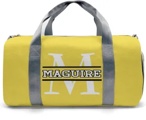 Volleyball Monogram Yellow Personalized Duffel Bag with Name Custom Travel Bag for Women Men Sports Gym Dance Bags Wet Dry Pockets Shoes Compartment Overnight Weekend Bag Gift