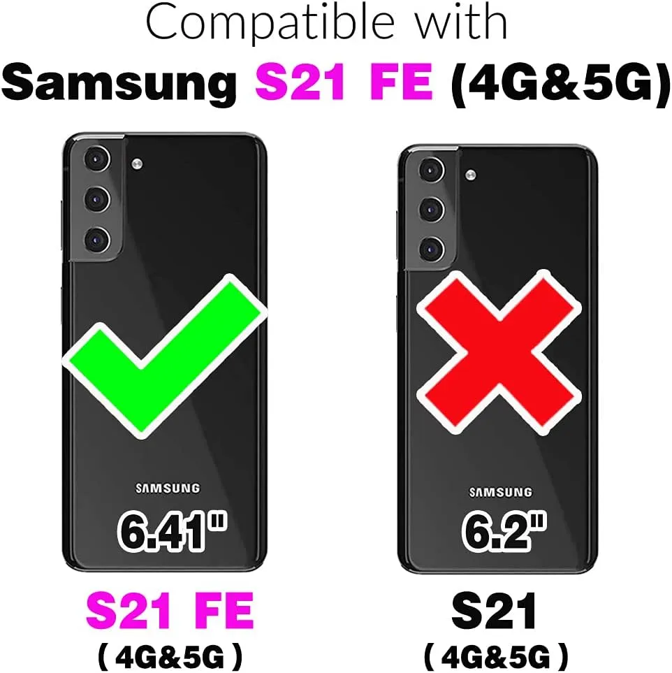 Wallet Case For Samsung Galaxy S21 FE 5G with Wrist Strap Card Holder Shockproof Soft PU Leather Magnetic Snap Pocket Stand Cell Phone Cover S 21 EF S21FE5G UW S21FE 21S G5 6.4inch Women Purple