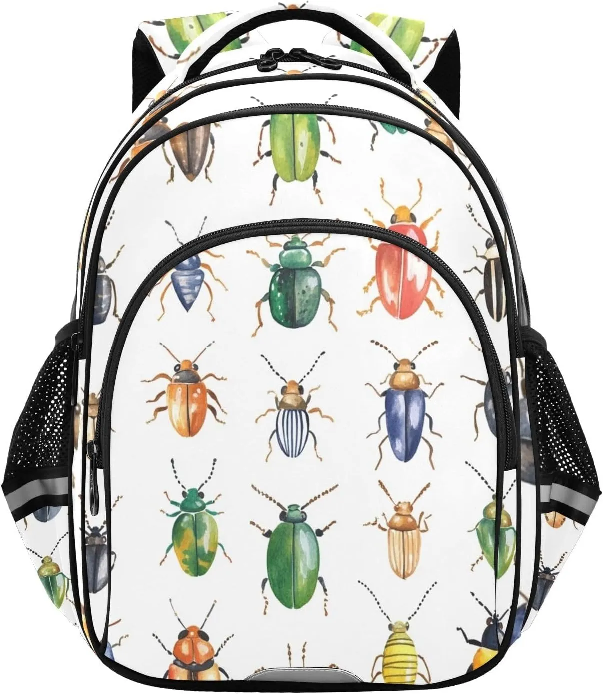 Watercolor Beetles Pattern Backpack for Kids Elementary School Bag Boys Girls Bookbag Travel Backpack Daypack