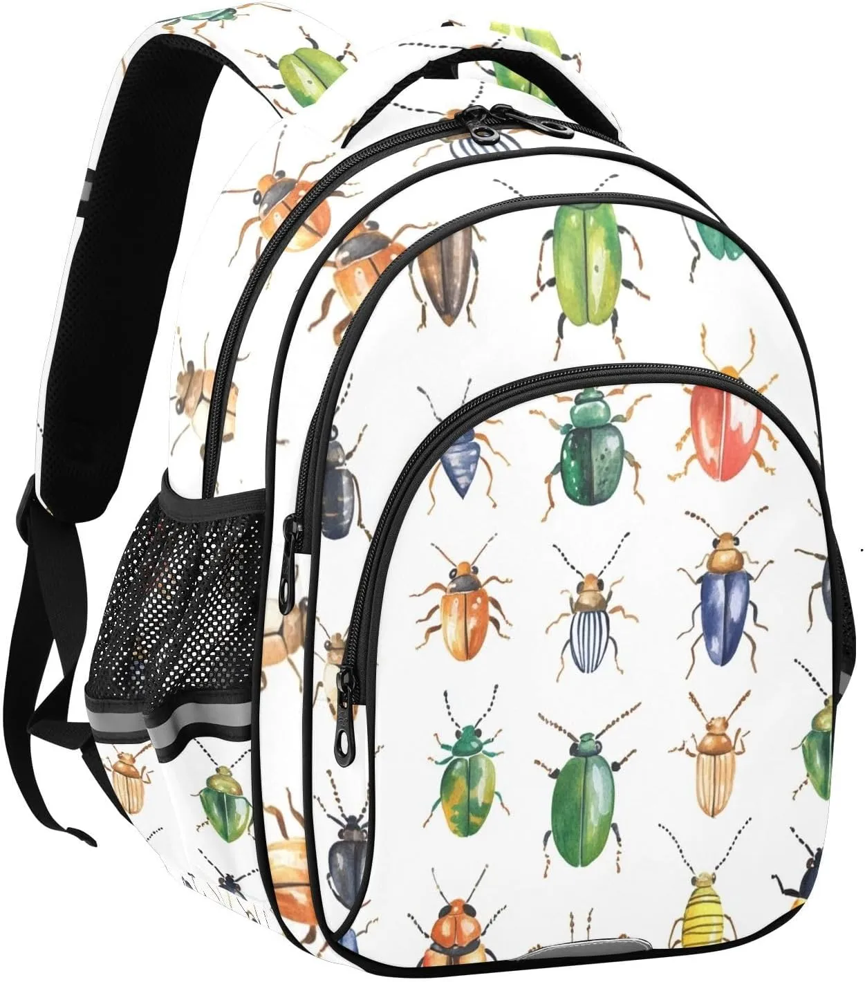 Watercolor Beetles Pattern Backpack for Kids Elementary School Bag Boys Girls Bookbag Travel Backpack Daypack