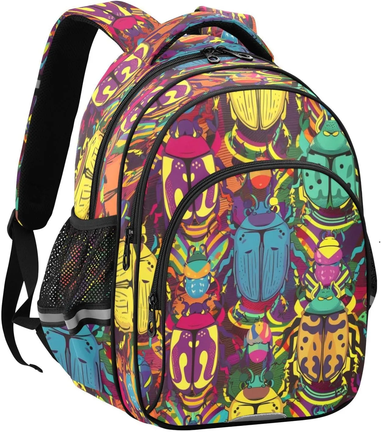 Watercolor Colorful Beetles Backpack for Kids Elementary School Bag Girls Boys Bookbag Travel Backpack Daypack