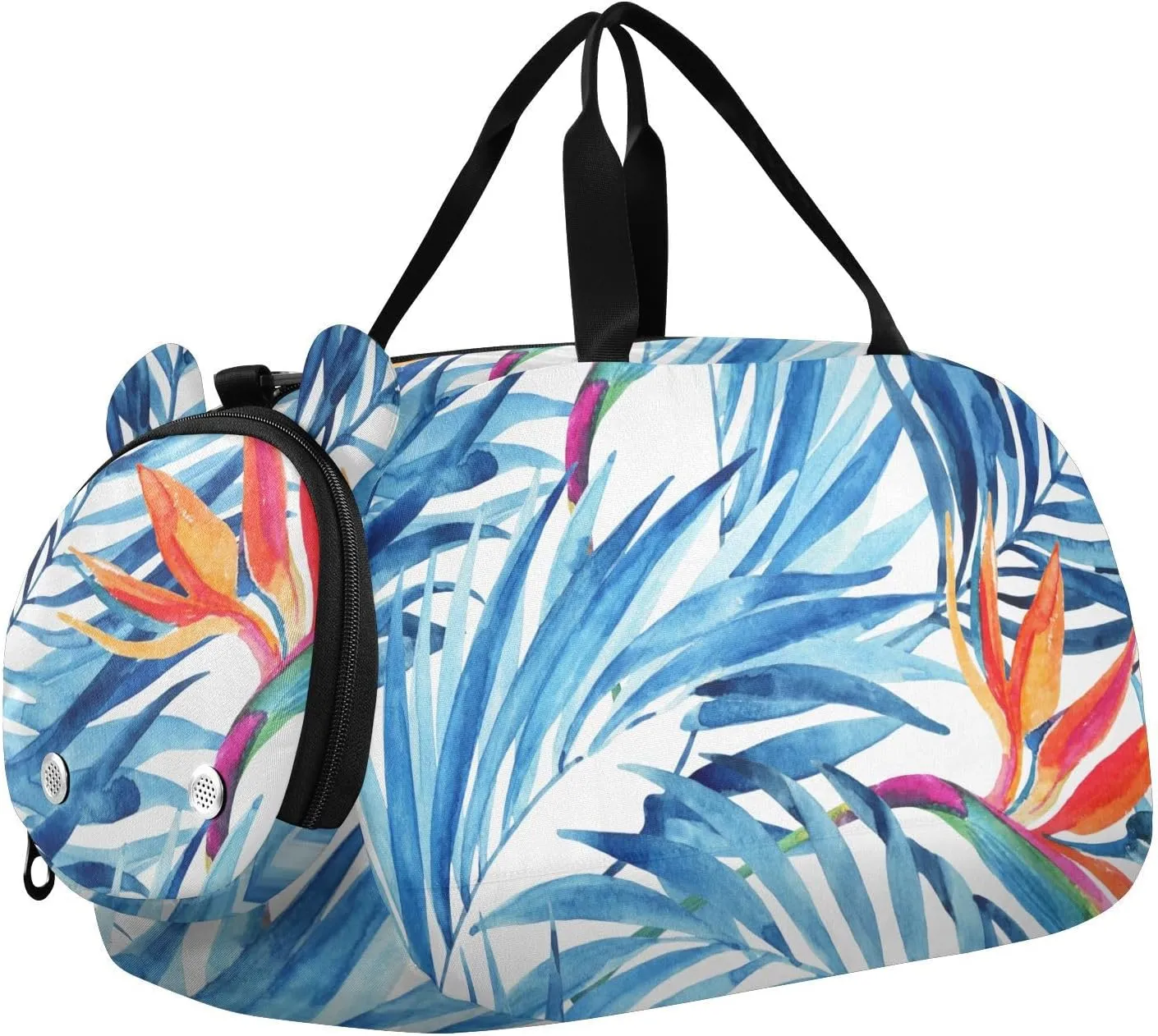 Watercolor Tropical Leaves and Flowers Duffel Bags for Boys Small Gym Bags for Teens Dance Bag for Girls