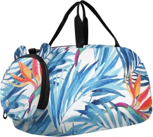 Watercolor Tropical Leaves and Flowers Duffel Bags for Boys Small Gym Bags for Teens Dance Bag for Girls