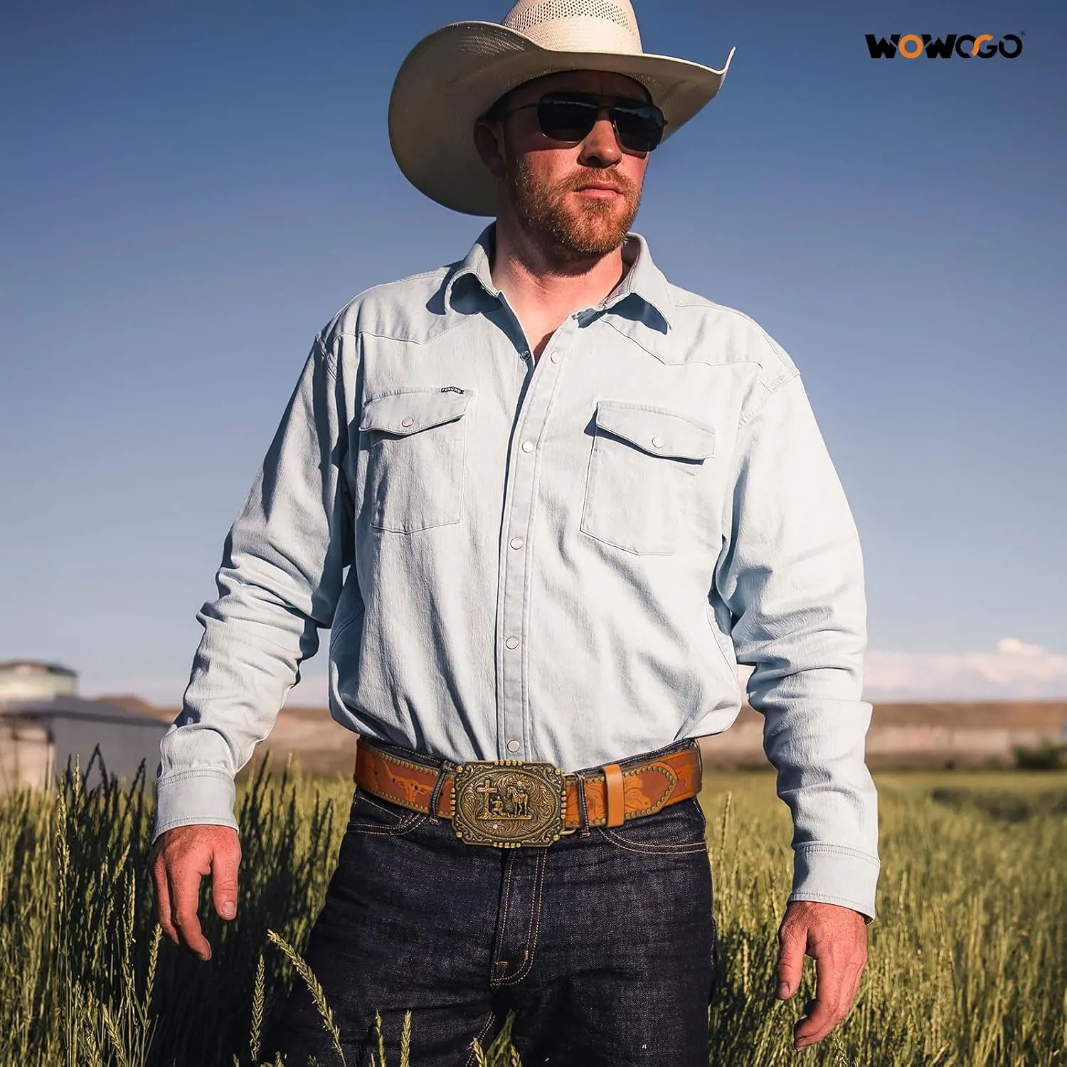 Western Cowboy Cowgirl Belt for Men Women LongHorn Bull Buckle Embossed Leather Belt Rodeo Country Belt
