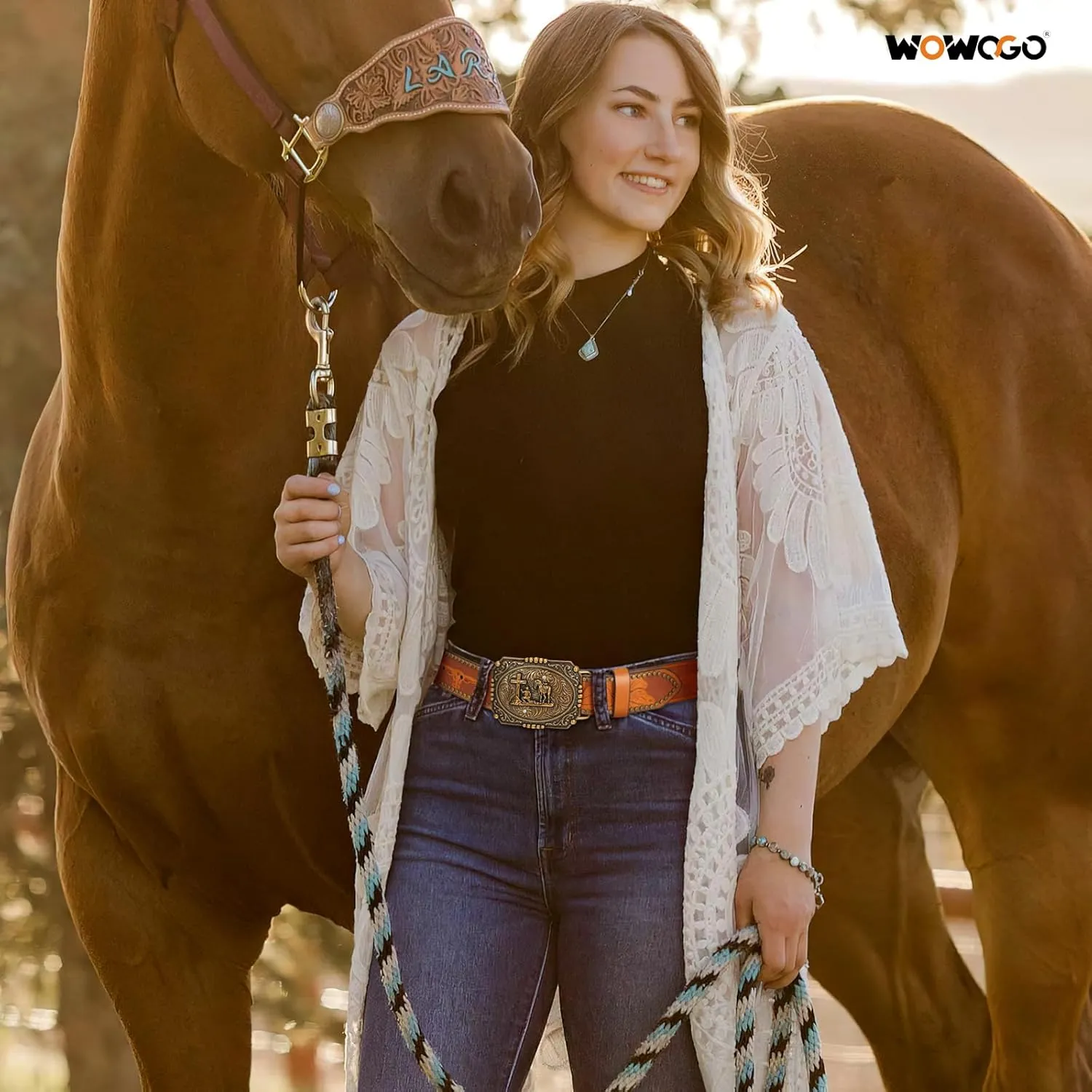 Western Cowboy Cowgirl Belt for Men Women LongHorn Bull Buckle Embossed Leather Belt Rodeo Country Belt