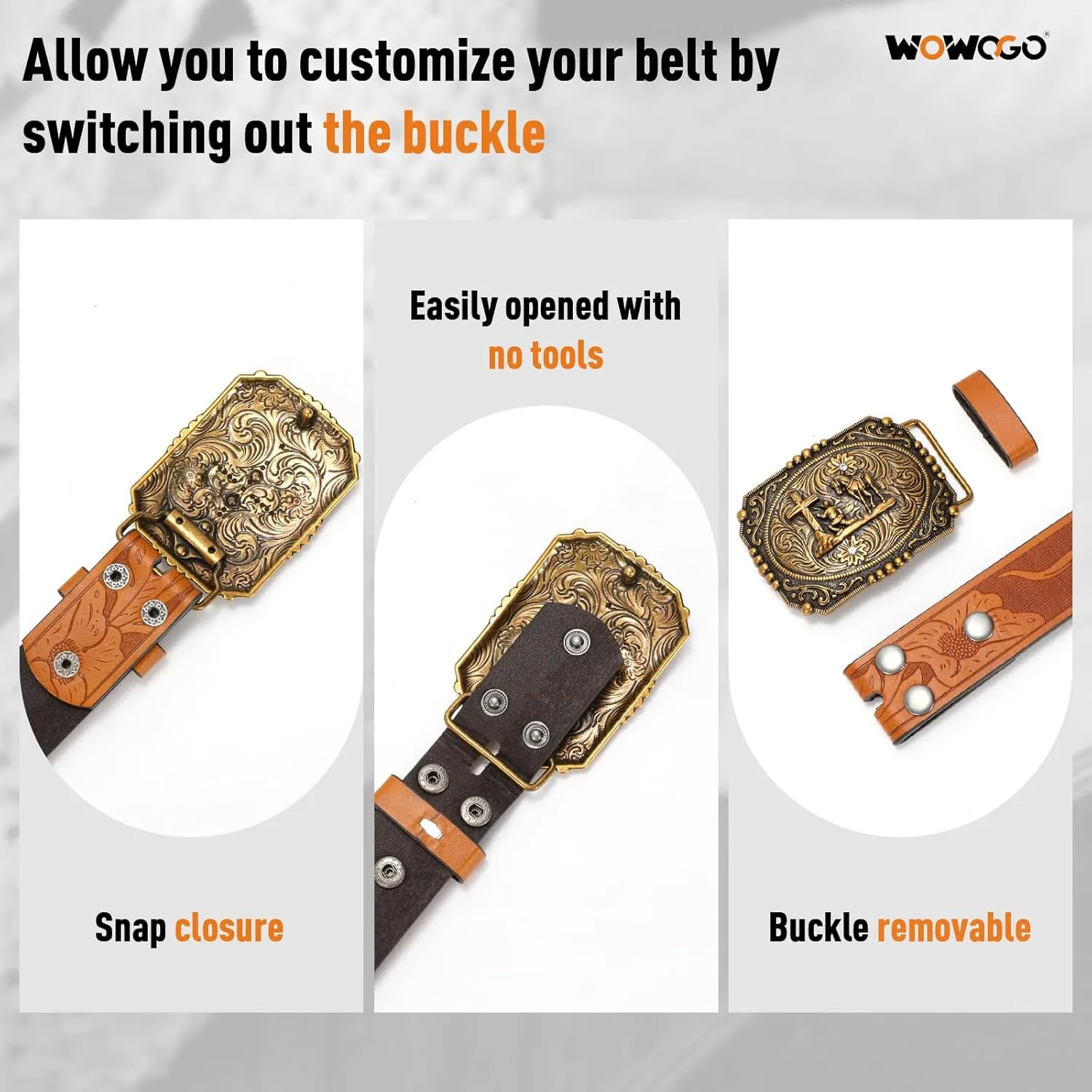 Western Cowboy Cowgirl Belt for Men Women LongHorn Bull Buckle Embossed Leather Belt Rodeo Country Belt