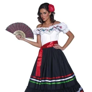 Western Sexy Senorita Authentic Costume Adult Dress White