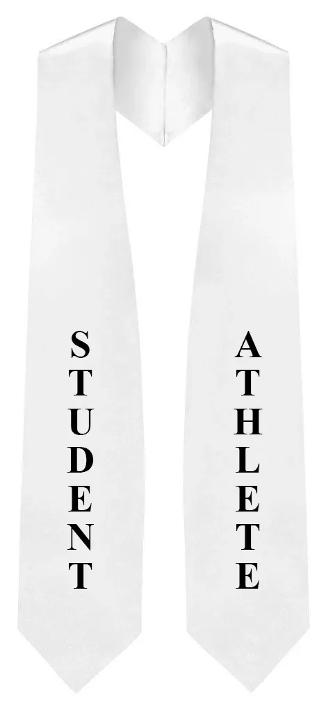 White "Student Athlete"  Graduation Stole