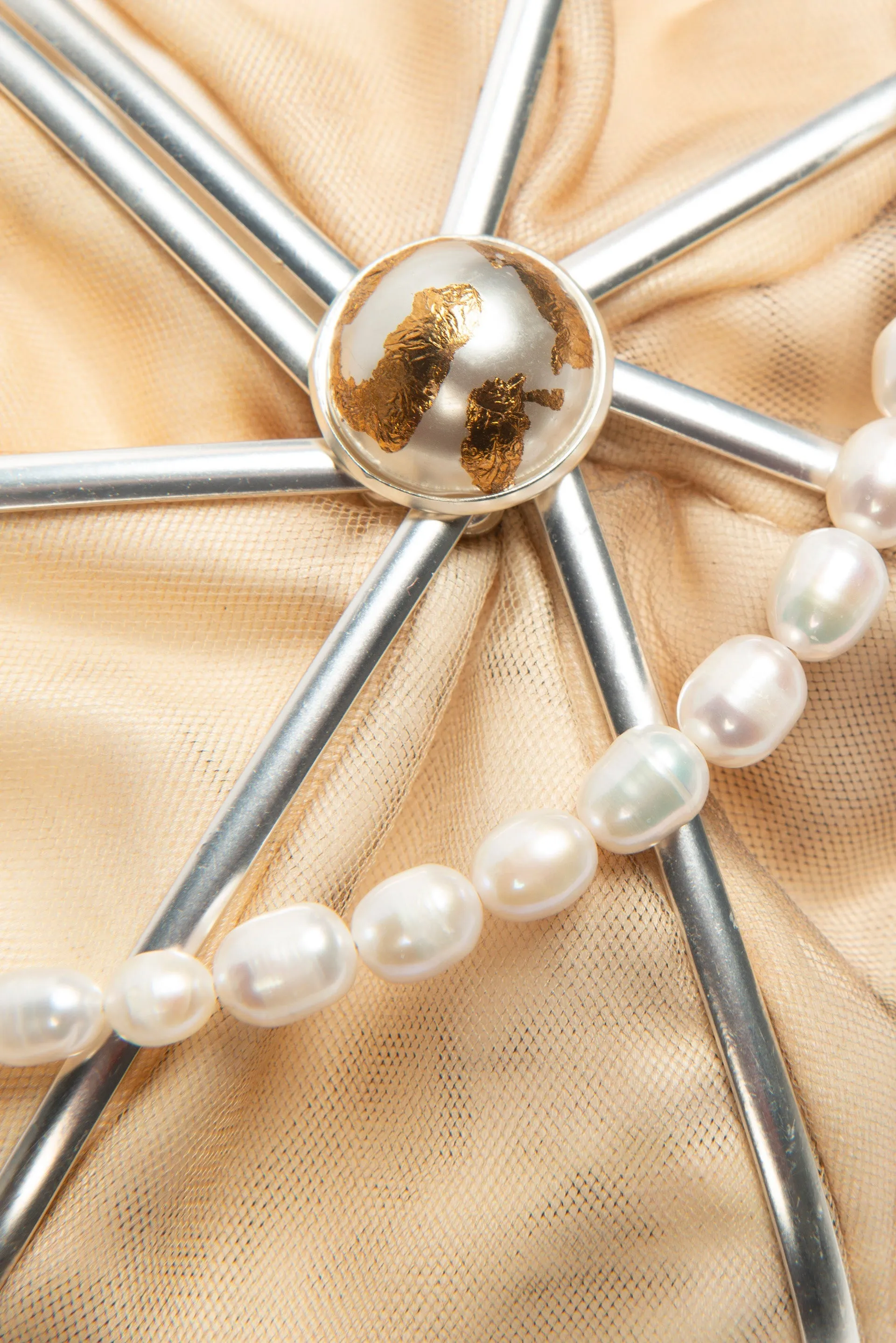 White Silver Satin Umbrella Purse