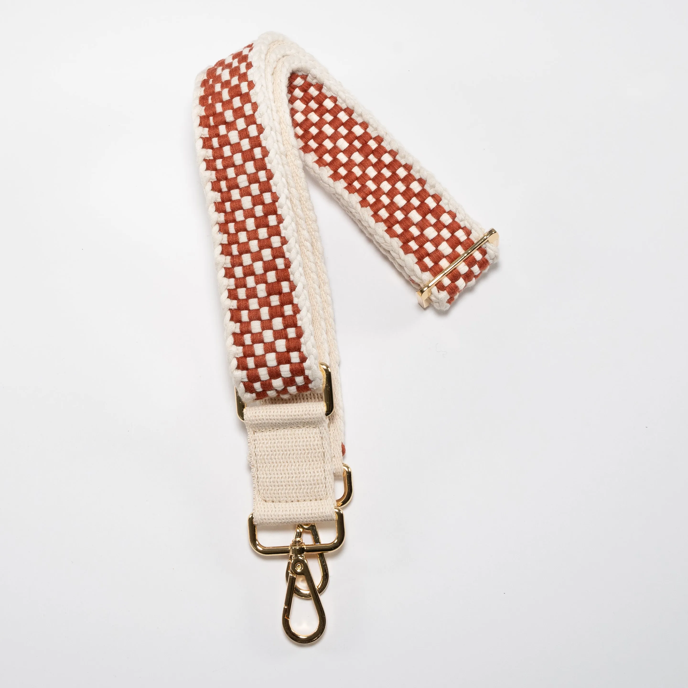Wholesale: Woven Bag Strap Burnt Orange/Cream